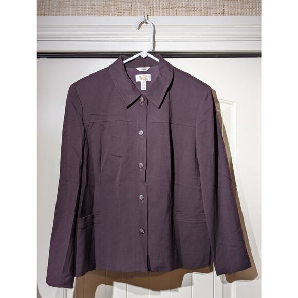 Talbot's Vintage Aubergine Wool Stretch Front Button Jacket Womens Size 16 - Picture 9 of 9